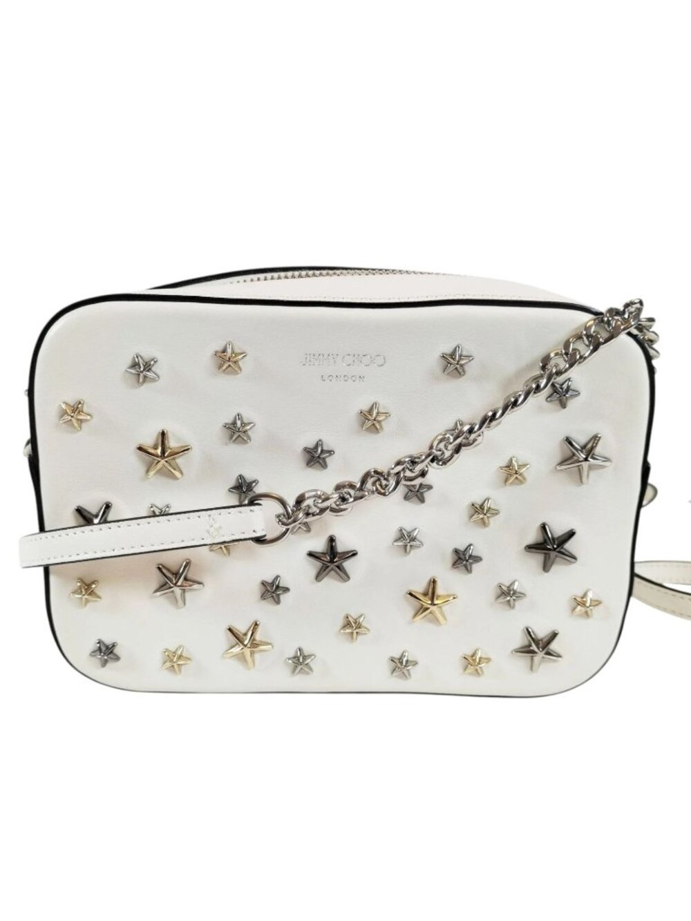 (L4) Jimmy Choo Crossbody Bag White Leather